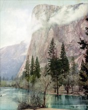 Photomechanical print of the Yosemite Valley, El Captain, California