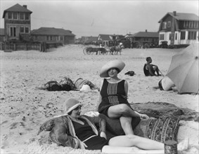Photographic print of two women at Long Beach, New York