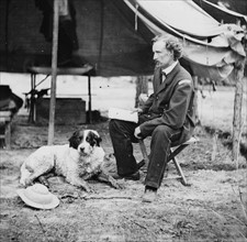 Photographic print of Cavalry Commander George Armstrong Custer with his dog