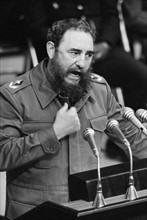 Fidel Castro the revolutionary communist Cuban leader addressing a congress