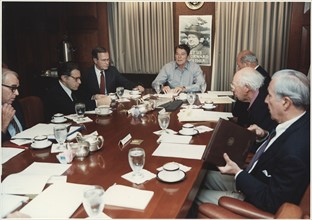US President Gerald Ford, meets with the CIA Director-designate, George Bush