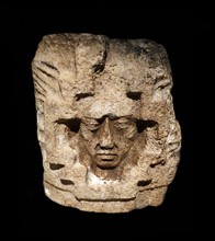 Mayan architectural detail of a face, from a façade