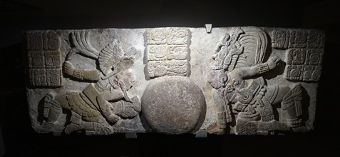 Maya ballplayer panel from the archaeological site of Tonina in Chiapas, Mexico