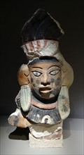 Mayan polychrome stucco sculpture