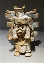 Mayan ceramic, inscence burner with an effigy of the god of death