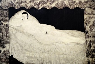 Nu a la toile de jouy 1922, by Leonard Foujita 1886-1968