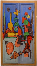 Large painted wooden door 1953, By Gaston Chaissac