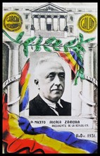 Poster with a portrait of Niceto Alcalá-Zamora y Torres