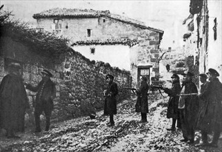 Spanish Civil Guards questioning a Communist