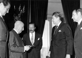 Ronald Reagan meets Spain's dictator, General Francisco