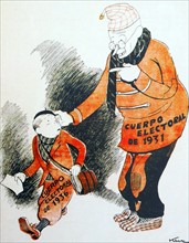 Political cartoon comparing the 1931 and 1936 Spanish General elections published 1935