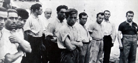 republican supporters are rounded up and intered during the Spanish Civil War 1936