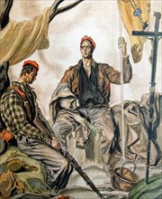 Two Carlist soldiers illustration by the Nationalist Spanish civil war artist, Carlos Sáenz de Tejada