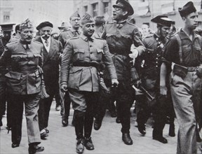 1936 photograph of Francisco Franco 1892-1975. Nationalist leader of Spain 1936-1975 visiting the town of Burgos