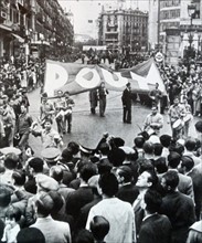 POUM and other republicans march in Barcelona, Spain 1936