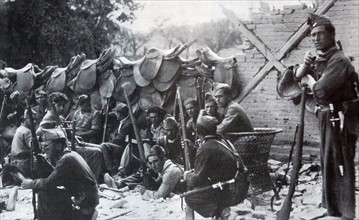 Nationalist soldiers at a captured outpost during the Spanish Civil War