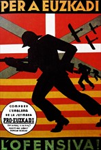 Spanish Civil War Republican propaganda poster 'Per a Euzkadi l'ofensiva!