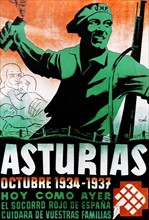 Republican Spanish poster to recall the Asturias Revolution of 1934.