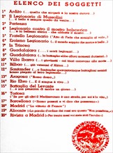 Official list of subjects, concerning Italian participation in the Spanish Civil War