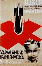 Swedish anti-fascist propaganda poster, during the Spanish Civil War
