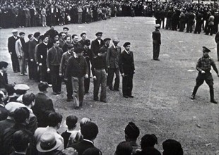 Republican volunteers in military training during the Spanish Civil War