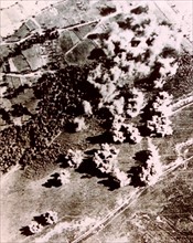 Aerial attack on republican positions, during the Spanish Civil War