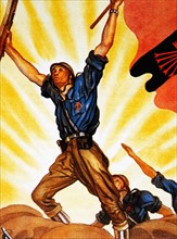 illustration of a Falangist during the Spanish Civil War