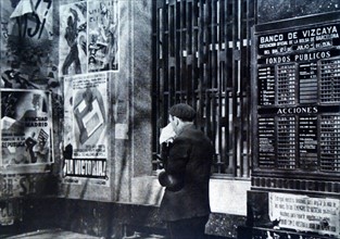 Bank in Vizcaya closed, during the Spanish Civil War