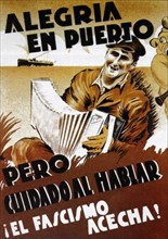 Republican propaganda warning during the Spanish Civil War