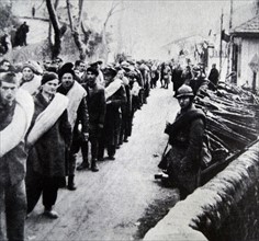 Republican soldiers flee Spain, during the Spanish Civil War