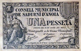 banknote issued during the Spanish Civil War