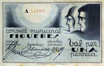 banknote issued during the Spanish Civil War