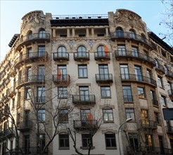 Façade of apartments of the early twentieth century, Barcelona, Spain