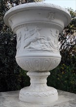 vase in gardens of the Museum of Catalan Art, Montjuic, Barcelona