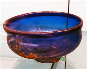 Cobalt-blue blown glass bowl