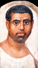 Encaustic mummy portrait of a young man from Hawara