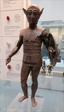 Etruscan, bronze votive statuette of a warrior with a shield