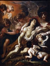 Mary Magdalen comforted by angels by Sebastiano Ricci
