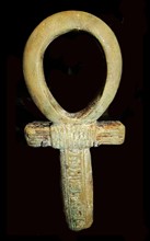 Egyptian faience ankh with the cartouche of Malenaqen, Napatan Period, about 555-542 BC.