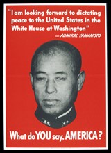 Admiral Yamamoto on an anti-Japanese, World War Two, American propaganda poster.