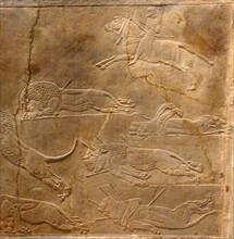Relief depicting the royal lion hunt. Assyrian, about 645-635 BC From Nineveh