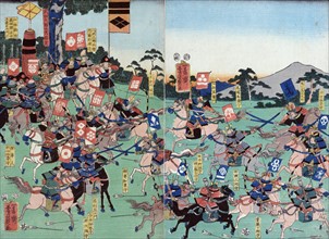 Battle at Kawanakajima, by Yoshikazu Utagawa, 1857.