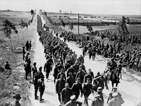German prisoners in batches of 1,000 arriving at a prisoners of war cage