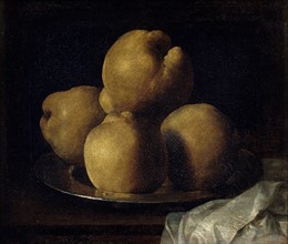 Painting titled 'Still life with Dish of Quince' by Francisco de Zurbarán