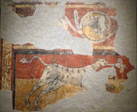 Romanesque quadruped fresco with Lilly from the Church of Santa Joan de Boi