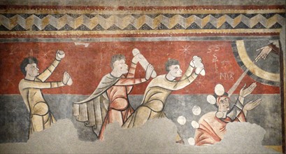 Romanesque fresco depicting the stoning of Saint Stephen