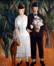 Painting titled 'The Newlyweds' by Olga Sacharoff