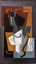 Painting titled 'Glass and Bottle' by Juan Gris