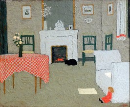 Painting titled 'Living Room Interior' by Pere Tornè Esquius