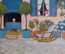 Painting titled 'Garden With Rocking Chair' by Pere Tornè Esquius